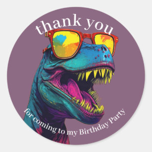Sticker Rond Dinosaur Merci Cool pourpre