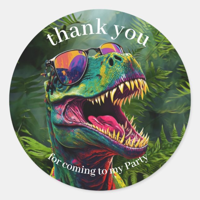 Sticker Rond Dinosaur Merci enfants Jungle (Devant)