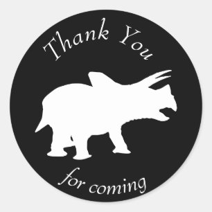 Sticker Rond Dinosaur Merci Tricératop noir et blanc