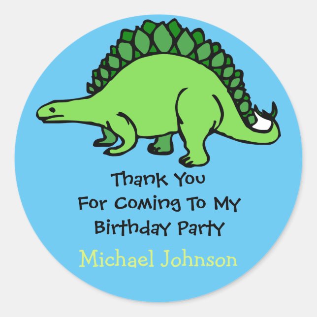 Sticker Rond Dinosaur Personnalisé Nom Du Garçon Anniversaire M (Devant)