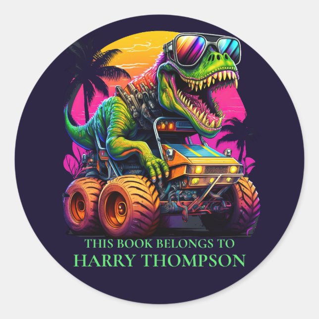 STICKER ROND DINOSAUR T REX LIVRE (Devant)