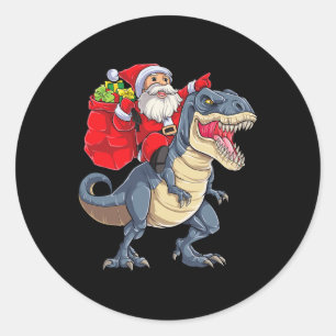 Sticker Rond Dinosaur T Rex Noël Père Noël Garçons Hommes Fille