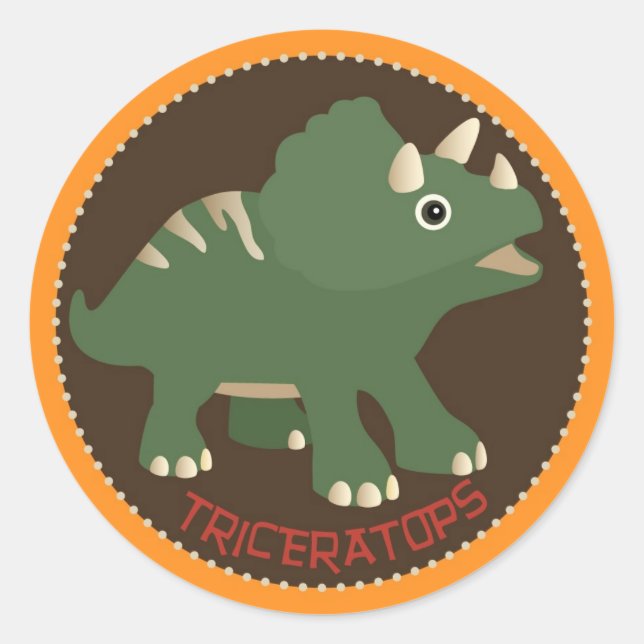 Sticker Rond Dinosaur Triceratops Anniversaire Cupcake TopÉtiqu (Devant)