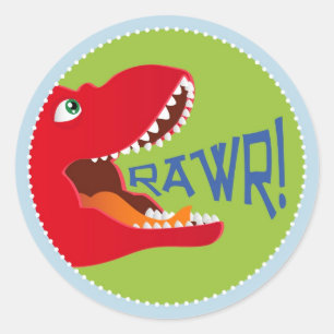 Sticker Rond Dinosaur Tyrannosaurus Rex Anniversaire Cupcake To