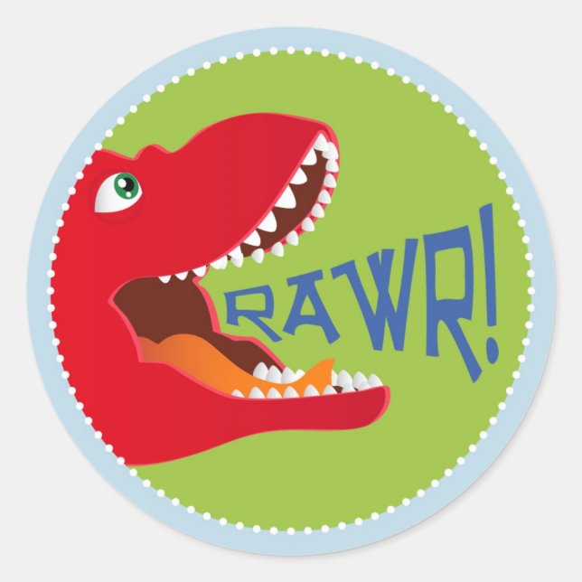 Sticker Rond Dinosaur Tyrannosaurus Rex Anniversaire Cupcake To (Devant)