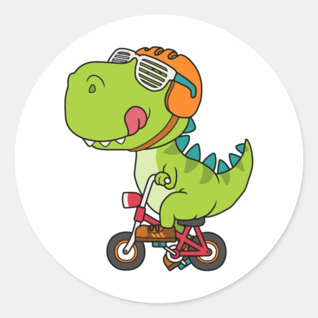 Sticker Rond dinosaure à vélo (Devant)