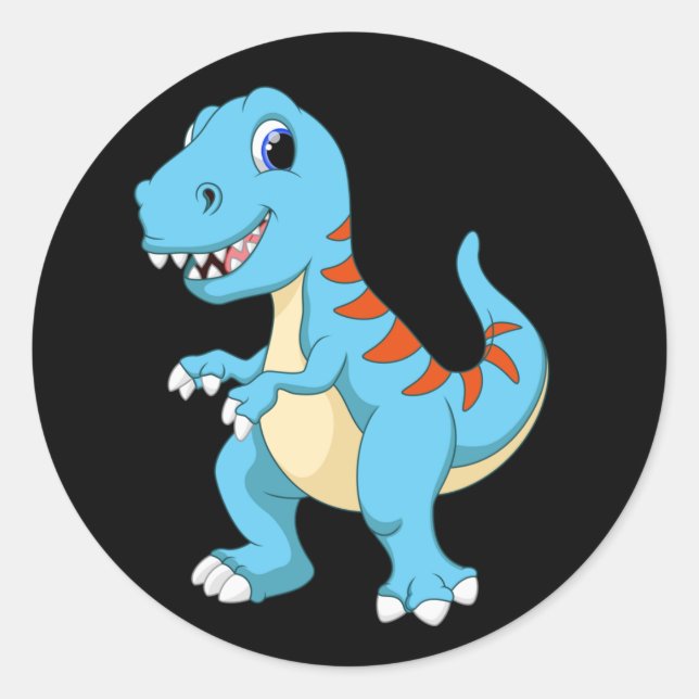 Sticker Rond Dinosaure animé coloré (Devant)