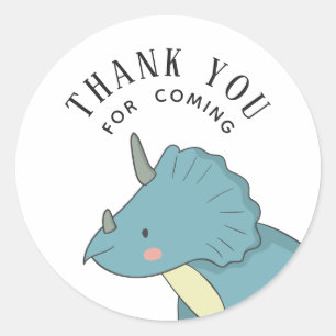 Sticker Rond Dinosaure bleu. Fête des enfants. Mon anniversaire