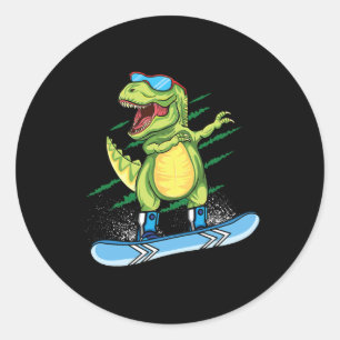 Sticker Rond Dinosaure cool planche à neige Ski Dabbing T Rex N