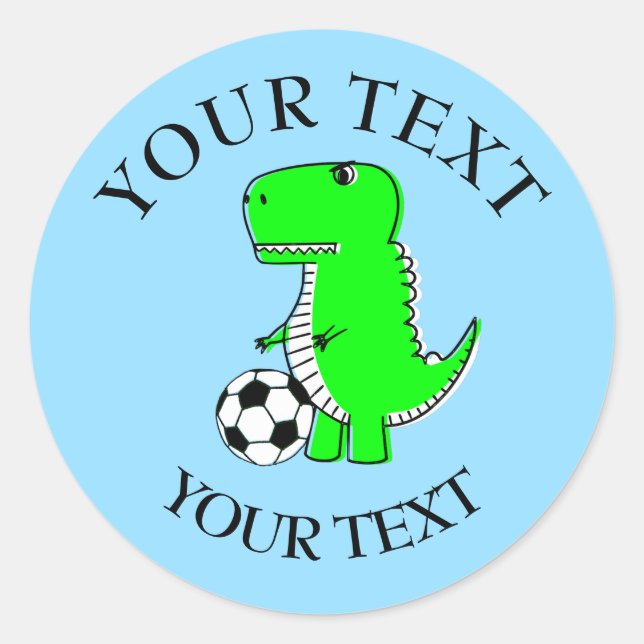 Sticker Rond Dinosaure Cute Jouer Dessin De Football (Devant)