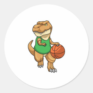 Sticker Rond Dinosaure dans Sports avec basket-ball