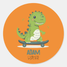 Dinosaure De Skateboard Amusant Avec Nom Enfants