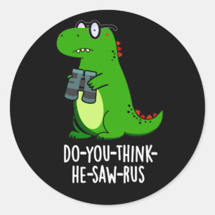 Sticker Rond Dinosaure Dinosaure Pun Dark BG