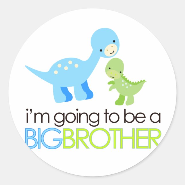 Sticker Rond Dinosaure Je vais être un Big Brother (Devant)