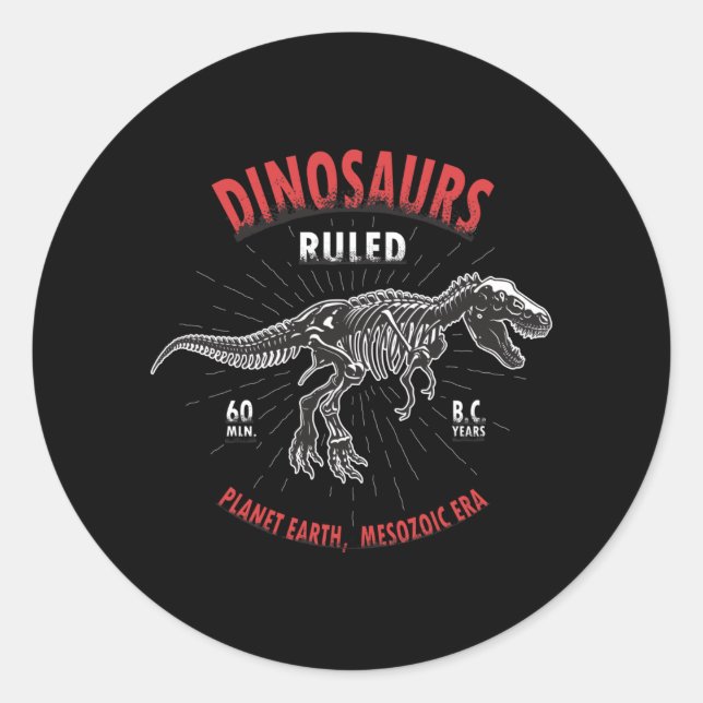 Sticker Rond Dinosaure Planète Terre Mésozoïque | Dinosaure (Devant)
