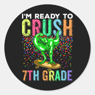 Sticker Rond Dinosaure Premier Jour D'école 7e Skateboardin