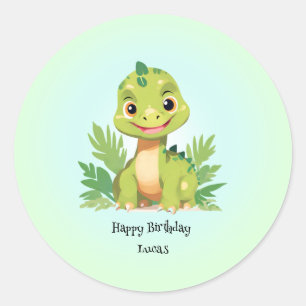 Sticker Rond Dinosaure sauvage zoo de la jungle Anniversaire ga