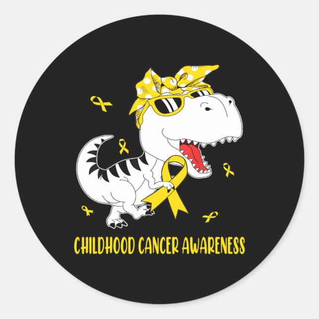 Sticker Rond Dinosaure Sensibilisation au cancer chez l'enfant  (Devant)