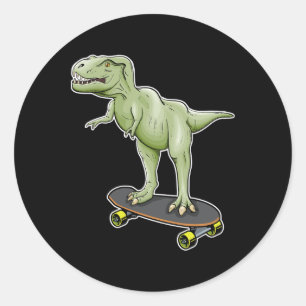 Sticker Rond Dinosaure skateboard T-rex Dino Dinosaure 