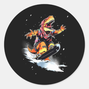 Sticker Rond Dinosaure T-rex Snowboard Planche à neige Planchis