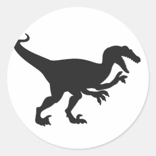 Sticker Rond Dinosaure velocirapeur noir - Choisissez la couleu
