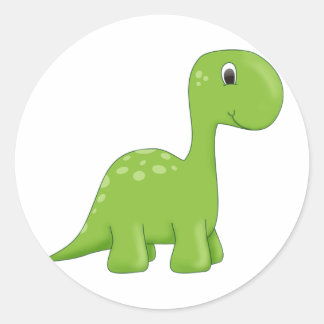 Sticker Rond Dinosaure vert