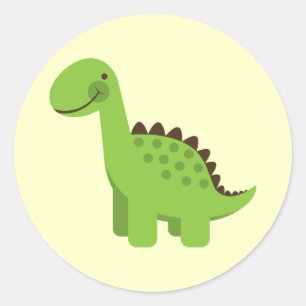 Sticker Rond Dinosaure Vert