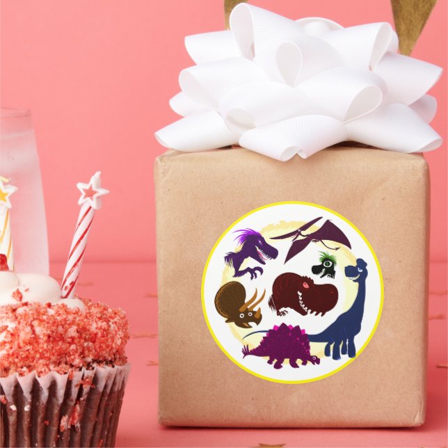 Sticker Rond Dinosaures (Fête)