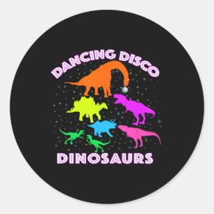 Sticker Rond Dinosaures dansant disco prouvent que le président