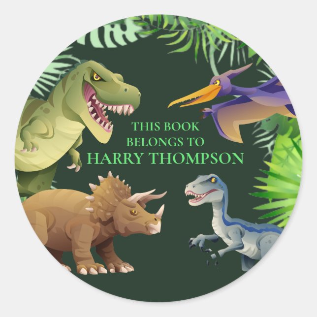 Sticker Rond Dinosaures ENFANTS LIVRE jungle (Devant)