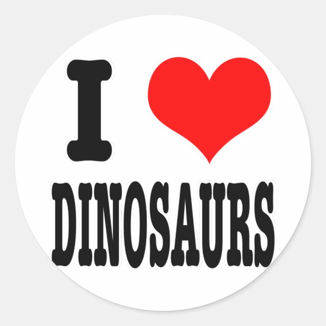 Sticker Rond dinosaures I HEART (LOVE) (Devant)