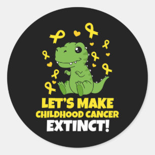 Sticker Rond Dinosaures Ruban d'Or Faisons Disparaître le Cance