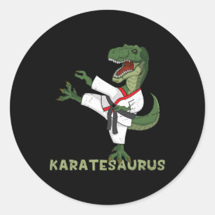 Sticker Rond Dinosaurus Karaté Funny Karatesaurus T-rex Graphiq