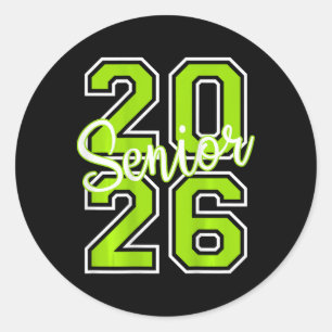 Sticker Rond Diplômé 2026 Remise des diplômes Varsity Vert Citr
