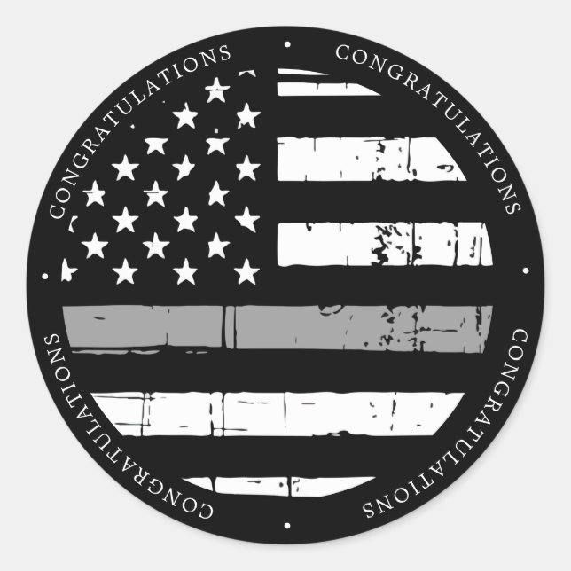 Sticker Rond Diplôme d'agent correctionnel Ligne mince de gris (Devant)