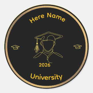 Sticker Rond Diplômé d'art en une ligne élégante ,Autocollant
