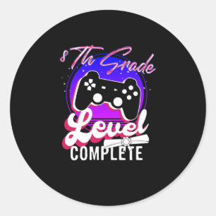 Sticker Rond Diplôme de 8e année de gamer