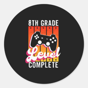 Sticker Rond Diplôme de gamer de 8e année