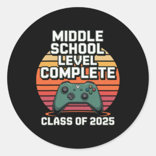 Sticker Rond Diplômé de joueur drôle Cl de 2025 Style Rétro Enf
