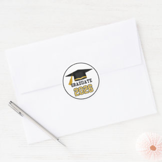 Sticker Rond Diplômé de la promotion 2026 Mortier doré et noir