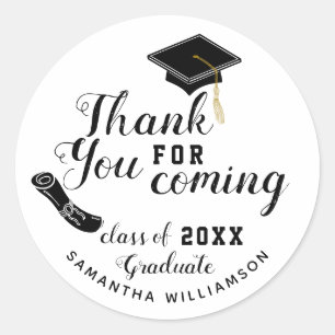 Sticker Rond Diplômé de la promotion 2026 noir et blanc Merci