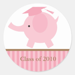 Sticker Rond Diplôme d'éléphant rose