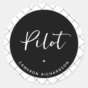 Sticker Rond Diplôme d'études de pilotage sur mesure élégant