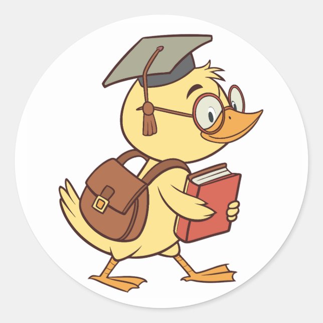 Sticker Rond Diplôme d'étudiant en canard à dessin intelligent (Devant)