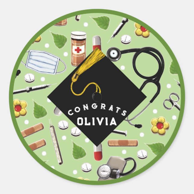 Sticker Rond Diplôme d'infirmière (Devant)