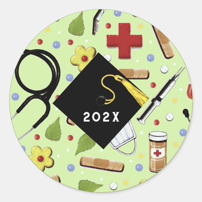 Sticker Rond Diplôme d'infirmière (Devant)