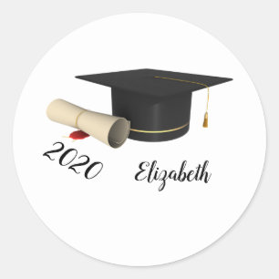 Sticker Rond Diplôme, Diplôme, Nom