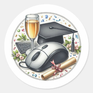 Sticker Rond Diplômé en informatique et technologies de l'infor