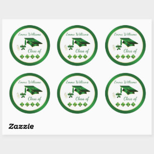 Sticker Rond Diplôme en mortier jaune vert de 2025