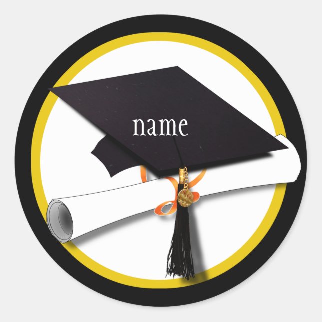 Sticker Rond Diplôme et diplôme (Devant)